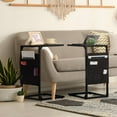 thumbnail image 2 of C Shaped End Table, Set of 2 Slide Under Sofa Side Table with Storage Bag, TV Tray for Living Room Bedroom, Couch Table Small Side Table for Couch Recliner Black, 2 of 10