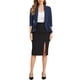 thumbnail image 2 of CHAQUETA BLAZER CLÁSICA ABIERTO INSPIRAR CHIC PARA MUJER CON CUELLO DRAPEADO Y MANGAS 3/4, CHAQUETA CON VOLANTES, ROPA DE EXTERIOR, AZUL MARINO, 2 of 5