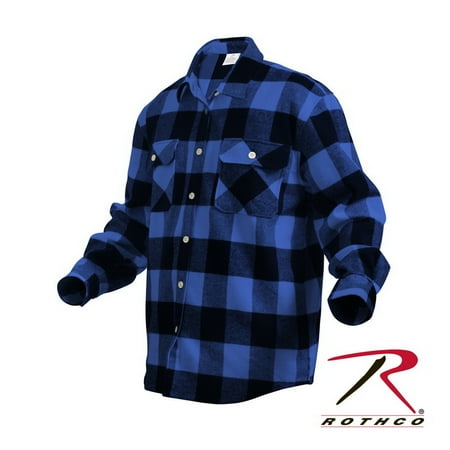 Buffalo Plaid Flannel - (Price/EA)Rothco 4649 Extra Heavyweight Buffalo Plaid Flannel Shirts-Blue Plaid-XS