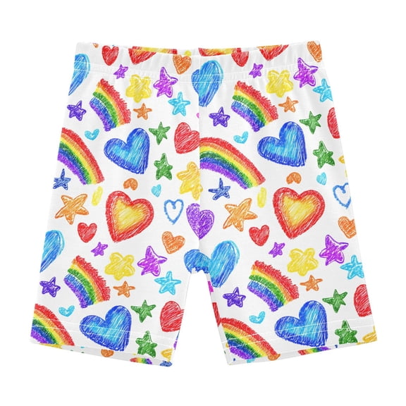 joogoo Hand Drawn Heart Rainbow Girls Lined Shorts Bike Dance Bottoms 6T