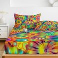 thumbnail image 6 of Queen Size Fitted Sheet Set - Colorful Flower 3 Piece Bedding Sets 16" Deep Pocket Fitted Sheet with 2 Pillowcases, Boho Abstract Sunflowers Vintage Blossom Brushed Microfiber Hotel Luxury Bed Sheets, 6 of 9