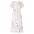 thumbnail image 3 of WILLBEST Maxi Vestidos de Mujer Vestido Bohemio de Manga Corta con Cuello Redondo y Bolsillos Vestido Informal Estampado Corto de Cuello Redondo Vestidos de Primavera Grande​​, 3 of 3