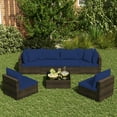 thumbnail image 2 of GVN Backyard Furniture Sets,Outdoor Furniture Sets,7 Pieces Patio Rattan Furniture Set with Sectional Sofa Cushions-Navy, 2 of 11