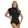 thumbnail image 2 of Kaerm Womens Mock Neck Ballet Dance Bodysuit Leotard Butterfly Short Sleeve Dance Leotard for Ballet Black 3XL, 2 of 8