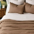 thumbnail image 6 of EVERGRACE Cross Stitch Pre-Washed Cotton Quilt Bedding Set King Size, Oversized 3 Pieces Lightweight Bedspread Coverlet for All Season, with 2 Matching Shams, Camel Brown,108"x96", 6 of 7