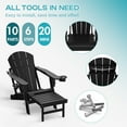 thumbnail image 3 of FODINGHILL Outdoor Folding Adirondack Chair with ottoman with ottoman set of 2, HDPE All Weather Patio Chair with Cup Holder for Deck Backyard Garden, Black, 3 of 10