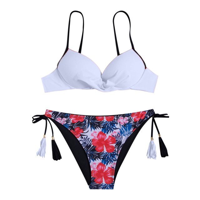 Traje de baño dividido de bikini sin espalda estampado con aro cómodo para mujer con almohadilla en el pecho OAVQHLG3B Store lin121212