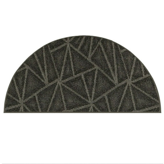 Furnish My Place Modern Indoor/Outdoor Commercial Solid Color Rug - Black, 27" x 54" Half Round, Pet and Kids Friendly Rug. Made in USA, Area Rugs Great for Kids, Pets, Event, Wedding
