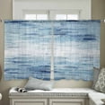 thumbnail image 4 of Vintage Blue Semi Sheer Curtains 54 Inch Length 2 Panels Set, Retro Blue Ombre Modern Abstract Art Sheer Kitchen Curtain Privacy Voile Window Curtain for Living Room Bedroom Rod Pocket Drapes, 4 of 7