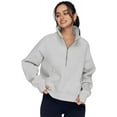 thumbnail image 2 of Womens Sweatshirts Half Zip Cropped Pullover Fleece Quarter Zipper Hoodies Fall outfits Clothes Thumb Hole, 2 of 13