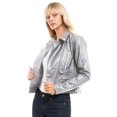 thumbnail image 3 of MixMatchy Women's Faux Leather Long Sleeve Zipper Closure Moto Biker Short Coat Jacket, 3 of 7