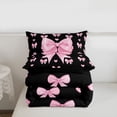 thumbnail image 5 of Erosebridal Pink Bow Tie Full Size Comforter Sets For Girls,Cute Heart Pattern Kids Bedding Sets,Black Reversible,3-Piece, 5 of 7