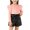Pink, variant on Birthday Party Girl's Beaded Sleeve Top and Leather-Trimmed Shorts Set for Girls, Round Neck, Short Sleeve, Polyester-Spandex Mixed, Elastic Waist