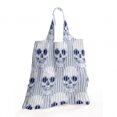 thumbnail image 2 of Skull Fabric Shopping Tote, Skulls and Geometric Shapes with Vertical Stripes Optical Effects Illustration, Portable and Foldable Bag to Keep in Pocket Bag Purse & Car, Navy Blue White, by Ambesonne, 2 of 4