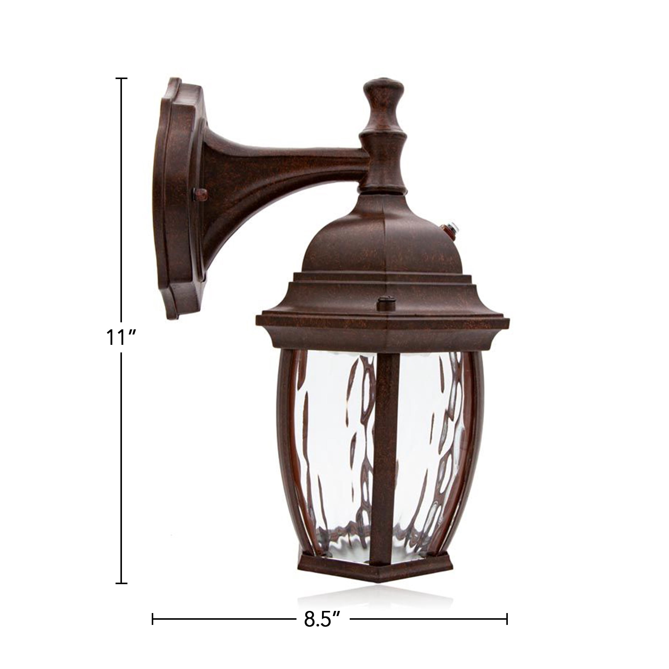 Maxxima LED Outdoor Wall Light, Aged Bronze w/Clear Water Glass, Dusk to Dawn Sensor, 580 Lumens Warm White