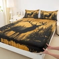 thumbnail image 3 of Homewish Wildlife Deer 4-Piece Full Size Sheets For Kids Children Teens,Woodland Animal Bed Sheets,Black Brown Lightweight Sheet Sets,Luxury Bedroom Decor, 3 of 7