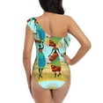 thumbnail image 5 of Gaeub African Women Women's One Shoulder Ruffle Tummy Control Swimwear for Swimming Surfing Beach Party - Medium, 5 of 8