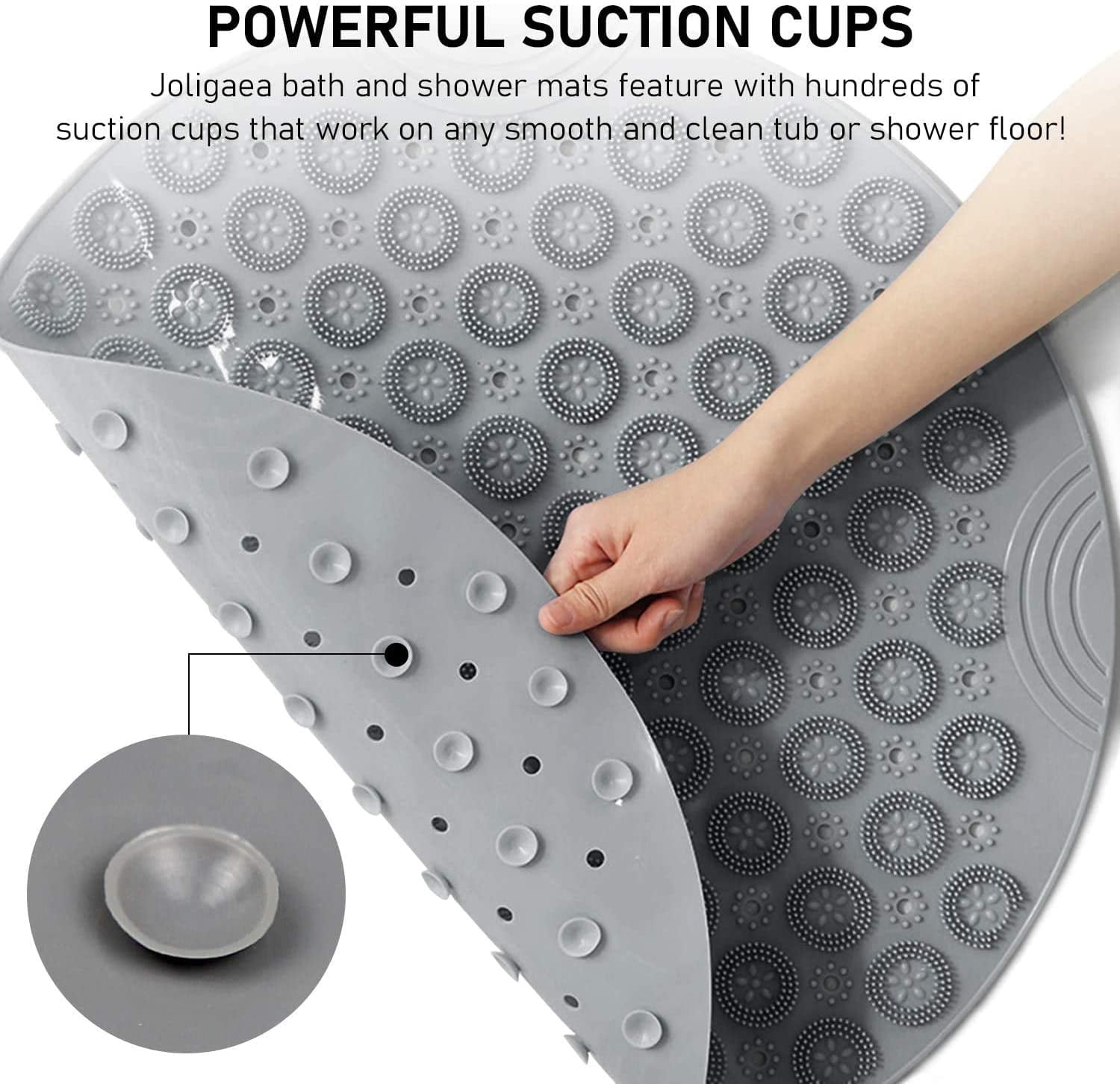 Rovga Door Mat Square Shower Mat Extra Large Non Slip Mat For Elderly &  Kids Bathroom Drain Holes Strong Suction Cups Home Decor 
