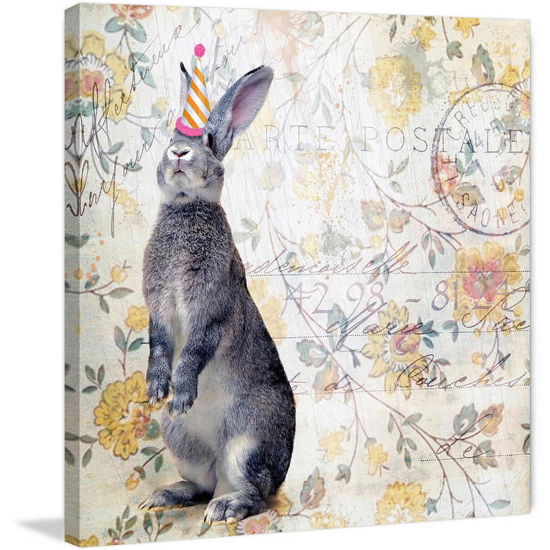 Marmont Hill "Party Rabbit" by Morgan Jones Painting Print on Wrapped Canvas