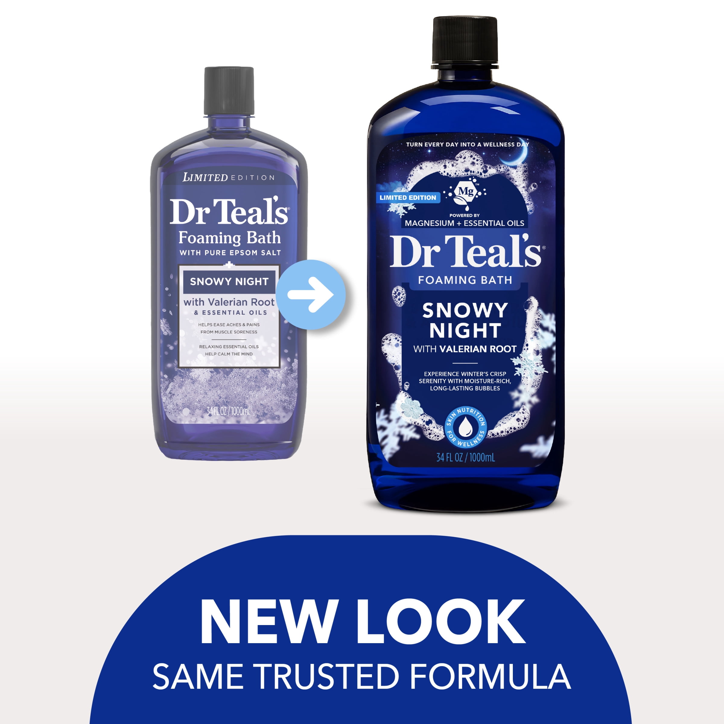 Dr Teal's Body Lotion, Restorative Minerals with Magnesium, Potassium, Zinc & Essential Oils & Dr Teal's Foaming Bath with Pure Epsom Salt, Snowy Night Bundle