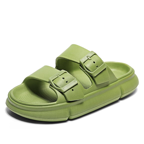 CERYTHRINA Slides for Boys and Girls Pillow Slippers Cloud Slide Two Adjustable Buckles Anti-Slip Super Light Shower Shoes Home Sandals Water Shoes Beach slides (Little Kid/Big Kid) Green 3738