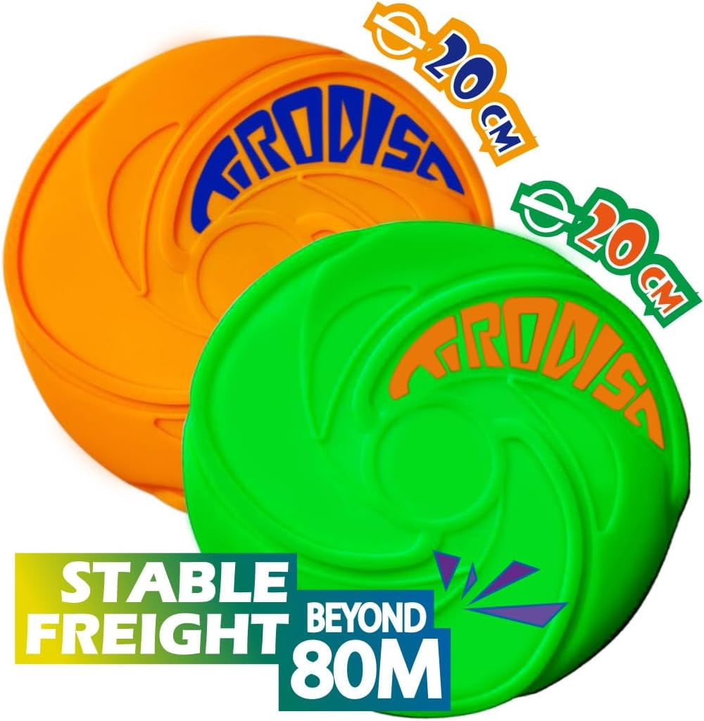 AMAZING TOYZ Tirodisc Frisbee 2-Pack- 20cm Easy Catch Foldable Pocket Flying Disc, Soft Silicone for Kids/Adults Beginner, Waterproof Beach Pool Outdoor Gift Age3+