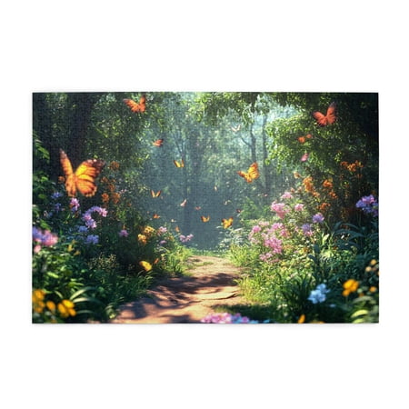 1000 PCS Flower Path Wooden Puzzles For Adults 1000 Pieces Vibrant Colors Challenging Brain Exercise Stunning Artwork Of Flower Path Puzzle Great For Relaxation And Display For Puzzle Enthusiasts