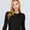 Black, variant on Women's Basic Thermal Long Sleeve Knit T-Shirt Crew Neck