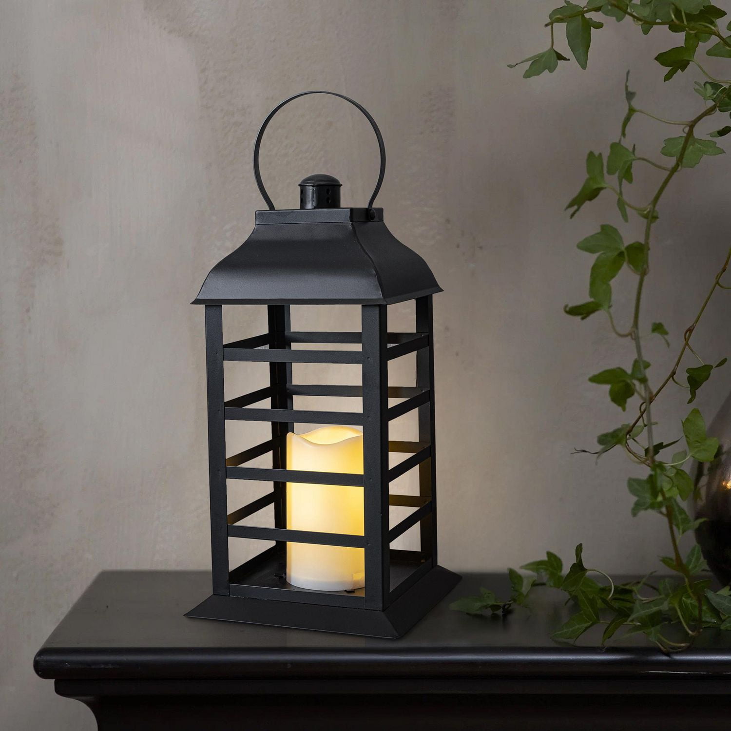 Hometrends Lanterne en métal à lamelles de 13,9 pouces