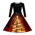 thumbnail image 2 of XEGLSBU Girls Christmas Dress Size 8-9 Style Girls Print Party Dress with Lace up Front Long Sleeves and Back Elastic Zipper for Festive Pageant Gown C-Watermelon Red Size 13-14 Years, 2 of 4