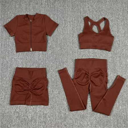 

Women Yoga Set Gym Clothing Sportswear Fitness Long Sleeve Crop Top Bra Seamless Leggings Solid Workout Tracksuits Sports Suit