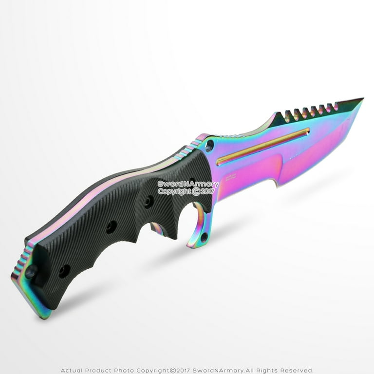 11 CSGO Tactical Hunting Tracker FIXED Blade Survival Bowie Knife RAINBOW  FADE