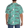 thumbnail image 5 of Lafuoo Great White Shark Pattern Men's Cuban Collar Short Sleeve Shirt, Button-Down Resort Beach Pocket Shirt-Large, 5 of 7