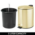 thumbnail image 5 of mDesign Round Metal 1.3 Gallon Step Trash Can - Lid, Removable Liner, Soft Brass, 5 of 7