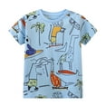 thumbnail image 4 of HILEELANG Little Boys' Short Sleeve Tees Cotton Casual Dinosaur Graphic Crewneck Summer Top T-Shirts Blue Grey 3 Packs Sets 7Years, 4 of 5