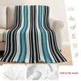 thumbnail image 5 of Black Blue Striped Blanket Soft Cozy Warm Throw Blanket for Couch, Plush Fuzzy Flannel Fleece Blankets for Sofa, Farmhouse Modern Stripes Art Bed Blankets Lightweight Gifts for Women, 40"x60", 5 of 9