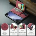 thumbnail image 4 of Wallet Case for Samsung Galaxy Z Fold5 with Detachable Card Holder Cover, Premium PU Leather Slim Kickstand Magnetic Closure Soft Silicone Shockproof Protective Phone Case, Red, 4 of 8