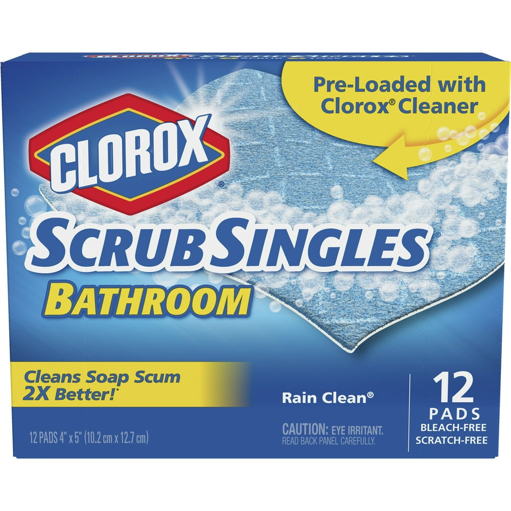Clorox ScrubSingles, Bathroom, Bleach Free Cleaning Pad Rain Clean, 12 ct