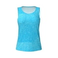 thumbnail image 4 of Xecao Sky Blue Glitter print women's scoop neck, loose-fit workout tank tops for the gym., 4 of 9