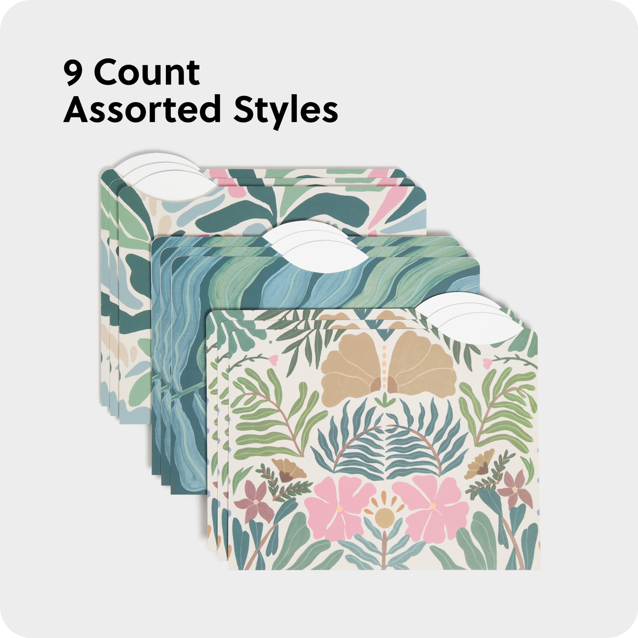 (2 pack) U Brands Fashion File Folders, Set of 9, Folklore Fauna, 1/3-Cut Tabs, Letter Size
