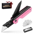 thumbnail image 1 of Cuchillo plegable/navaja multiusos WORKPRO 2 en 1 con 10 hojas, color rosa, 1 of 9
