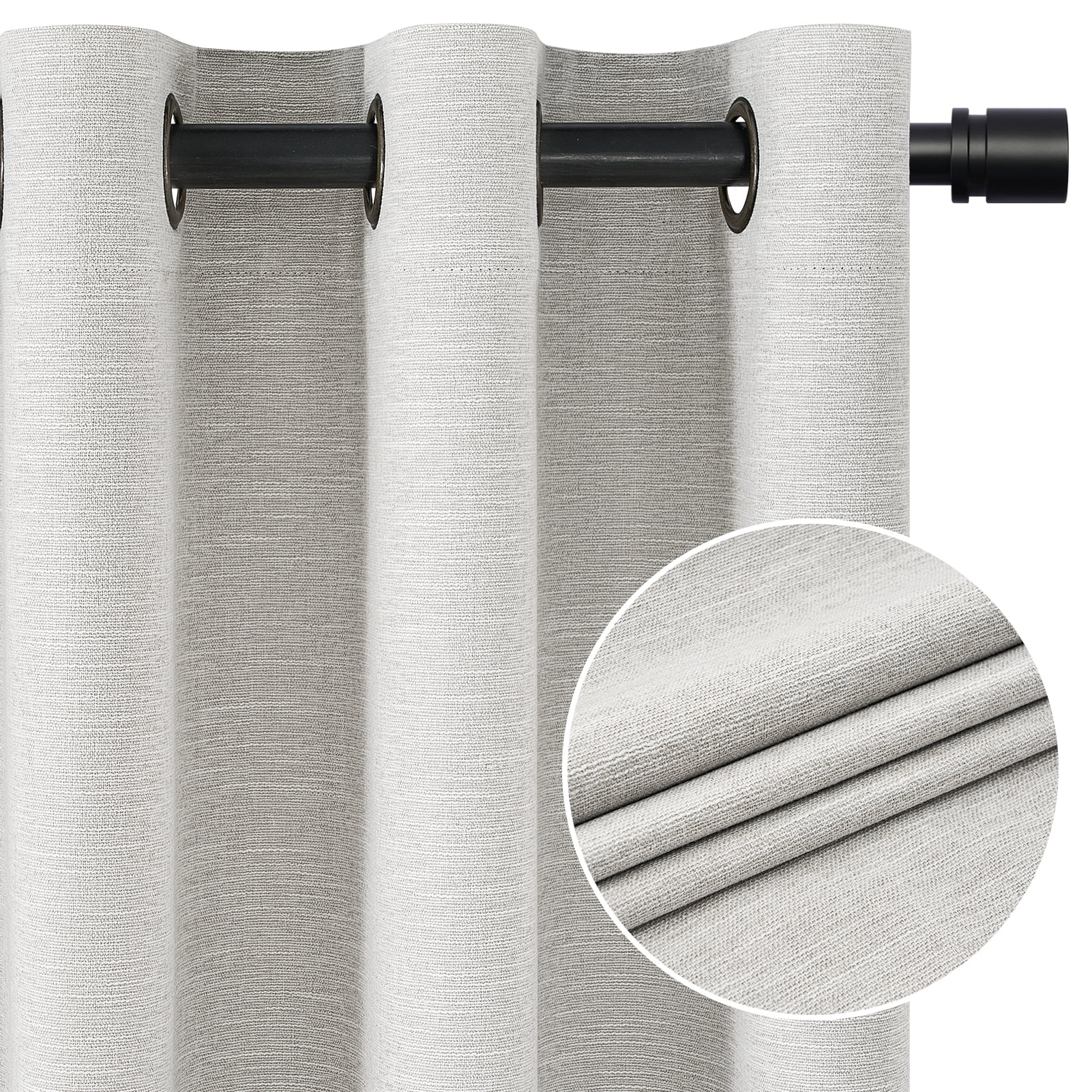 Top Finel Grommet Top Blackout Curtains, Grey Beige, 52" x 90", 2 Panels
