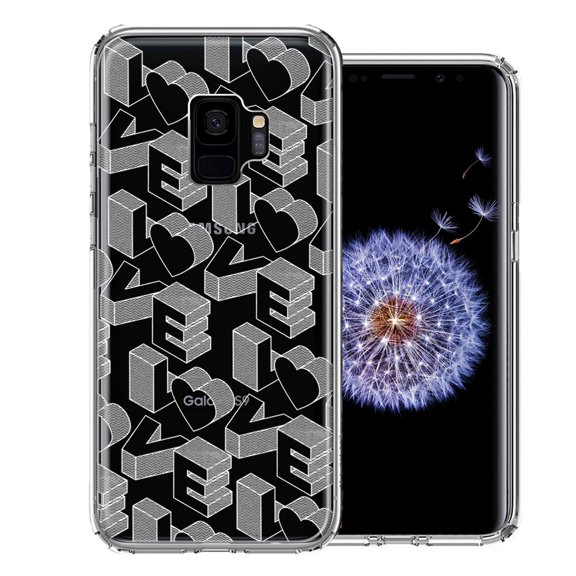 MUNDAZE for Samsung Galaxy S9 3D Love Letters Hearts Valentine's Day Double Layer Phone Case Cover
