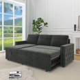 thumbnail image 4 of Sleeper Sofa, L Shaped Sectional Sofa with Pull Out Couch Bed and Storage Chaise, Convertible Sleeper Sofa with Copper nail for Living Room, Chenille, Dark Grey, 4 of 8
