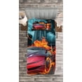 thumbnail image 3 of Ambesonne Cars Quilted Bedspread Set 2 Pcs, Red Hot Concept Car, Twin Size, Red Orange Blue, 3 of 3