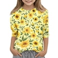 thumbnail image 3 of Cute Summer Tops for Girls Size 6-7 Soft Casual 3/4 Sleeve Crew Neck Girls Tops Funny Daisy Printed Tees Girls Fashion Tee Tops Multicolor 11-12 Years, 3 of 6
