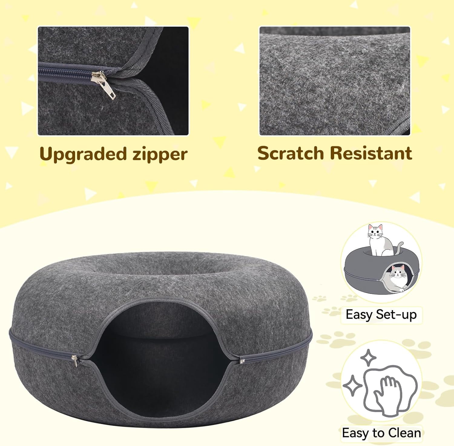Cat Caves for Indoor Cats, Large Cat Tunnel for Multiple & Large Cats, Scratch Detachable Peekaboo Cat Cave Bed, Kitten Donut Kitty Hideaway Up to 45 Lbs : Pet Supplies