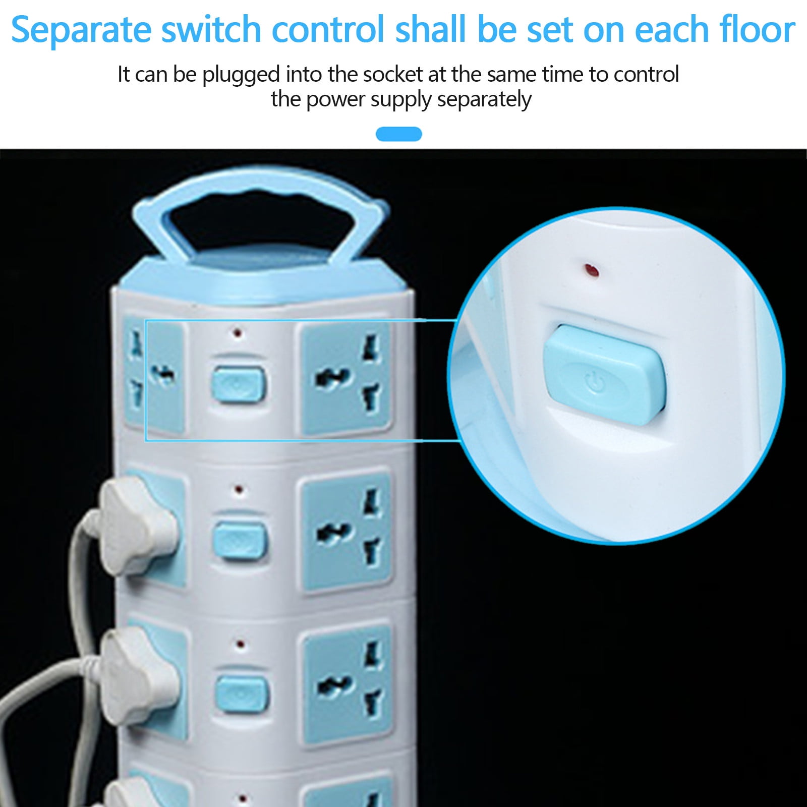 sdhkgrrt Vertical Power Strip Tower, Vertical Power Strip Tower Surge Protector, 20 Outlets 3 USB Ports Charging Station, 6.6 Ft Extension Cord Space Saving Electrical Organizer