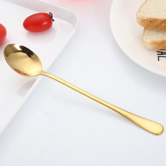 Sonbest Creative Colorful 304 Stainless Steel Soup Multi Purpose Deepened Public Spoon Tableware Ice Cream Dessert Tea Stirring Spoon Gold
