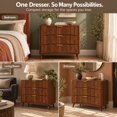 thumbnail image 7 of PORKISS Fluted 3 Drawer Dresser for Bedroom, 31.6" Mid Century Chest of Drawers with Curved Fronts, Wood Small Dresser with Metal Handles & Storage for Hallway Living Room Entryway, Walnut A, 7 of 7